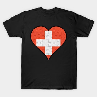 Swiss Jigsaw Puzzle Heart Design - Gift for Swiss With Switzerland Roots T-Shirt